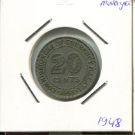 20 CENTS 1948 MALAYSIA Coin #AR373.U - Malaysie