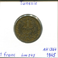 1 FRANC 1945 TUNISIA Coin Muhammad VIII #AP806.2.U - Tunisie