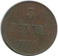 5 PENNIA 1916 FINNLAND FINLAND Münze RUSSLAND RUSSIA EMPIRE #AB242.5.D - Finland