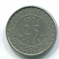 25 CENTS 1974 SURINAM NIEDERLANDE Nickel Koloniale Münze #S11229.D - Suriname 1975 - ...