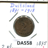 2 PFENNIG 1875 J DEUTSCHLAND Münze GERMANY #DA558.2.D - 2 Pfennig