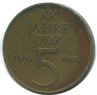 5 MARK 1969 20TH ANNIVERSARY DDR EAST DEUTSCHLAND Münze GERMANY #AE164.D - 5 Mark