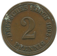2 PFENNIG 1905 A DEUTSCHLAND Münze GERMANY #AD481.9.D - 2 Pfennig