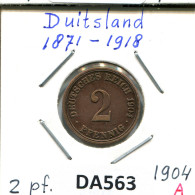 2 PFENNIG 1904 A DEUTSCHLAND Münze GERMANY #DA563.2.D - 2 Pfennig