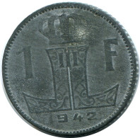 1 FRANC 1942 BELGIQUE-BELGIE BELGIEN BELGIUM Münze #BA708.D - 1 Franc