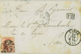 P0357 - BELGIUM Belgique - POSTAL HISTORY - Mi # 4 On COVER  1853 - 1849-1850 Medaillen (3/5)