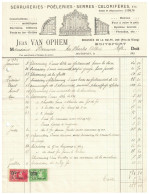 Facture 1930 Boitsfort - Bruxelles Jean Van Ophem Serrureries - Poêleries - Serres - Calorifères TP Fiscaux - Straßenhandel Und Kleingewerbe