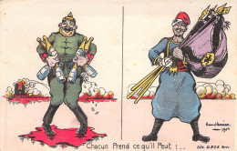 MILITARIA - Humoristiques - Chacun Prend Ce Qu'il Peut !.. - Carte Postale Ancienne - Humour