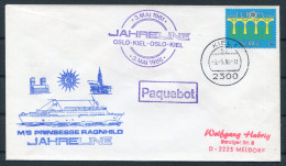 1986 Norway Europa Germany Kiel, Jahreline M/S Prinsesse Ragnhild Paquebot Ship Cover. Kiel - Oslo - Storia Postale