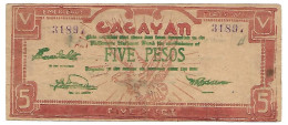 PHILIPPINES  CAGAYAN Province  FIVE Pesos #191b  Brun Avec écriture Verte NEUF - Philippines