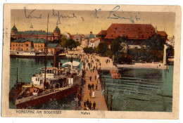 Allemagne-- KONSTANZ --1929--Konstanz Am Bodensee (petite Animation-bateau)  Colorisée ..timbre..beau Cachet "Postauto" - Konstanz