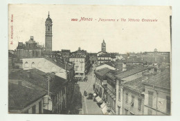 MONZA - PANORAMA E VIA VITTORIO EMANUELE VIAGGIATA FP - Monza