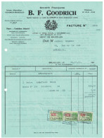 Facture 1930 B. F. Goodrich Bruxelles Caoutchouc Industriel TP Fiscaux - Petits Métiers