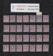 46 De 1922-27 - 28 Timbres Préoblitérés - SEMEUSE LIGNÉE . (197) - 45c. Violet - 2 Scannes - 1893-1947