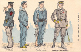 MILITARIA - Uniformes - Marine Japonaise - 1er Maitre - Matelot - Fusilier Marin - Lieutenant.. - Carte Postale Ancienne - Uniformi