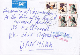 Israel 'Pegasus' PAR AVION Label KVUTZAT KINNERET 2000 Cover Brief University Of COPENHAGEN Denmark 5x Bird Vogel Oiseau - Covers & Documents