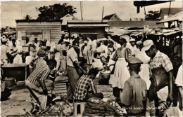 PC CPA PC CPA SURINAME PARAMARIBO, MARKET SCENE, VINTAGE PHOTO POSTCARD (b4790) - Surinam