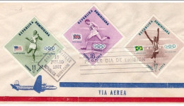 DOMINICANA -  18 7 1957 FDC VINCITORI OLIMPIADI MELBOURNE POSTA AEREA - Sommer 1956: Melbourne