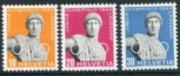 SWITZERLAND 1944 International Olympic Committee MNH / ** . Michel 428-30 - Ungebraucht