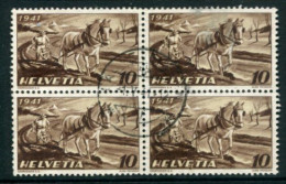 SWITZERLAND 1941 National Reconstruction Block Of 4  Used  . Michel 386 - Used Stamps