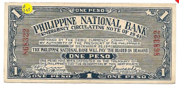 PHILIPPINES  CEBU  Province  One Pesos #215   Série De 1941 Petit Billet Bleu   NEUF - Philippines