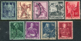 SWITZERLAND 1941 Definitive: Historic Figures  Used  . Michel 377-85 - Oblitérés