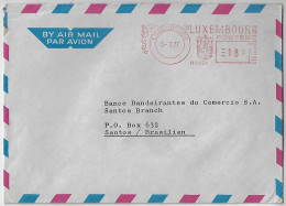 Luxembourg 1977 Airmail Cover Sent To Santos Brazil With Meter Stamp Pitney Bowes-GB 5000 Coat Of Arms - Lettres & Documents