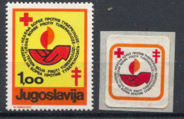 Yugoslavia Charity Stamp TBC 1978 Cross Of Lorraine, Red Cross Week Tuberculosis + Self-adhesive, Cinderella, MNH - Beneficenza