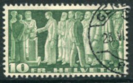 SWITZERLAND 1938 Definitive 10 Fr. Grey Paper Used. Michel 328v - Oblitérés