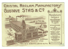 Liège  Cristal Reclam Manufactory Gustave Stas & C°  Usines Rue Wiertz - Luik