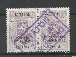 FINLAND FINNLAND O Stempelmarke Documentary Tax Taxe 4,20 MK As Pair O 1971 MAKULERAD Makuliert - Revenue Stamps