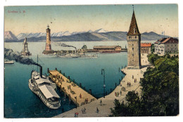 Allemagne --LINDAU I.Bodensee--1919-- Vue Générale ..bateaux--..timbre...cachet  AHAUSEN - Lindau A. Bodensee