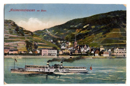 Allemagne --RUEDESHEIM A.Rhein--Assmannshausen--1918--bateau...colorisée....cachet  Coblenz - Rüdesheim A. Rh.