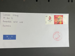 (1 Q 39) Letter Posted From China To Australia - 1 Cover (posted During COVID-19) Beijing Olympic Stamp - Brieven En Documenten