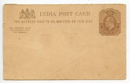 India 1900's Mint 1/4a. King Edward VII Postal Reply Card Half - 1902-11 Roi Edouard VII