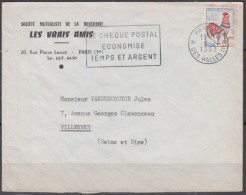 Coq De Decaris 25c Sur Enveloppe En-tete Pub  " Sté Mutualiste De La BOUCHERIE " De PARIS  Le 8 2 1963   Avec Oméc Sécap - 1962-1965 Gallo De Decaris