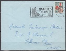 Coq De Decaris 25c Et 30c  Sur 2 Enveloppes  De 78 MANTES LA JOLIE 1964 Et 1965  Avec Oméc Sécap - 1962-1965 Haan Van Decaris