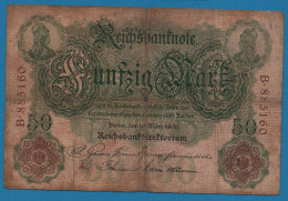 LOT BILLETS 3 BANKNOTES DEUTSCHES REICH 100 MARK 1908-1910 + 50 MARK 1906 - Vrac - Billets