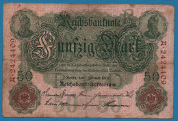 DEUTSCHES REICH 50 MARK 07.02.1908 # A2424409 P# 32 - 50 Mark