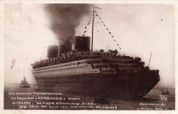 Bateau * Le Paquebot NORMANDIE * Compagnie Générale Transatlantique * Départ De Le Havre - Steamers