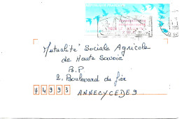 Lettre Vignette Oiseaux (reçu 13/11/91) Utilisé Le 30-1-95 à Chamonix Mont Blanc, N'a Pas Pouvoir D'affranchissement - Lettres & Documents