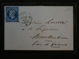 BR4  FRANCE  BELLE LETTRE  1864 PARIS A MONTAUBAN  +N°14+ CACHET DE CIRE ++AFFRANC. INTERESSANT ++ - 1853-1860 Napoleon III