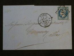 BR4  FRANCE  BELLE LETTRE  1861 PARIS A CONNANTRY  +N°14+ LOS. AS1  ++AFFRANC. INTERESSANT ++ - 1853-1860 Napoléon III.