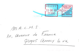 Lettre Vignette Comète Belley 11 06 90 Affranchissement à 3,80 - Storia Postale