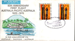 NOUVELLES HEBRIDES 1976 50 ANS 1 ER VOL AUSTRALIE-PACIFIQUE - Covers & Documents