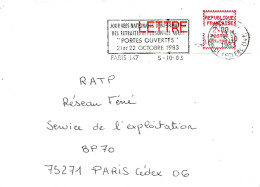 Lettre Vignette LISA  Affranchissement à 2 00 Paris 147 5-10-83 Flamme Temporaire - Brieven En Documenten