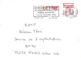 Lettre Vignette LISA  Affranchissement à 2 00 Paris 147 5-10-83 Flamme Temporaire - Covers & Documents
