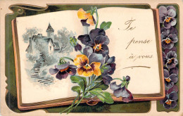 Fleurs - Illustration De Pensées - Carte Postale Ancienne - Bloemen