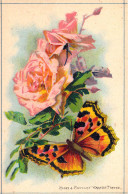 Fleurs - Illustration De ROSE Et Papillon GRANDE TORTUE - Carte Postale Ancienne - Blumen