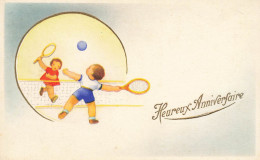 Tennis * CPA Illustrateur * Enfants Sport * Heureux Anniversaire - Tennis